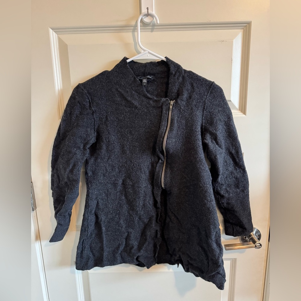 Eileen Fisher 100% Merino Wool Zip-Up Jacket